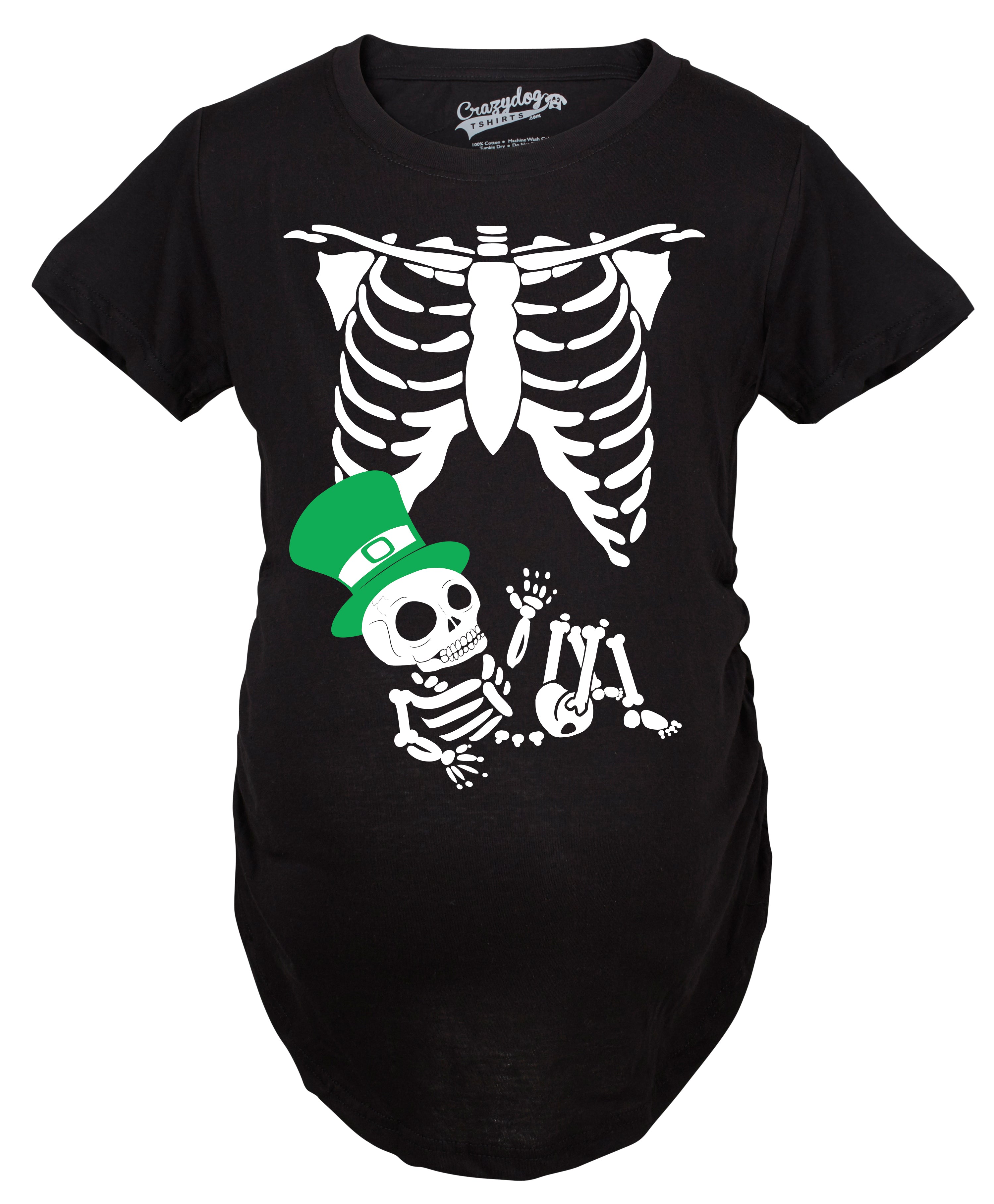 St. Patrick's Day Baby Skeleton Maternity T Shirt