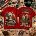 Starbucks Coffee 250 Years of Freedom 1776-2026 Loves America T-Shirt