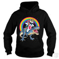Dabbing Unicorn Riding Dinosaur Hoodie