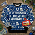 Personalized Indianapolis Colts Ugly Christmas Sweater – Custom Message Horseshoe Nation For Him Her