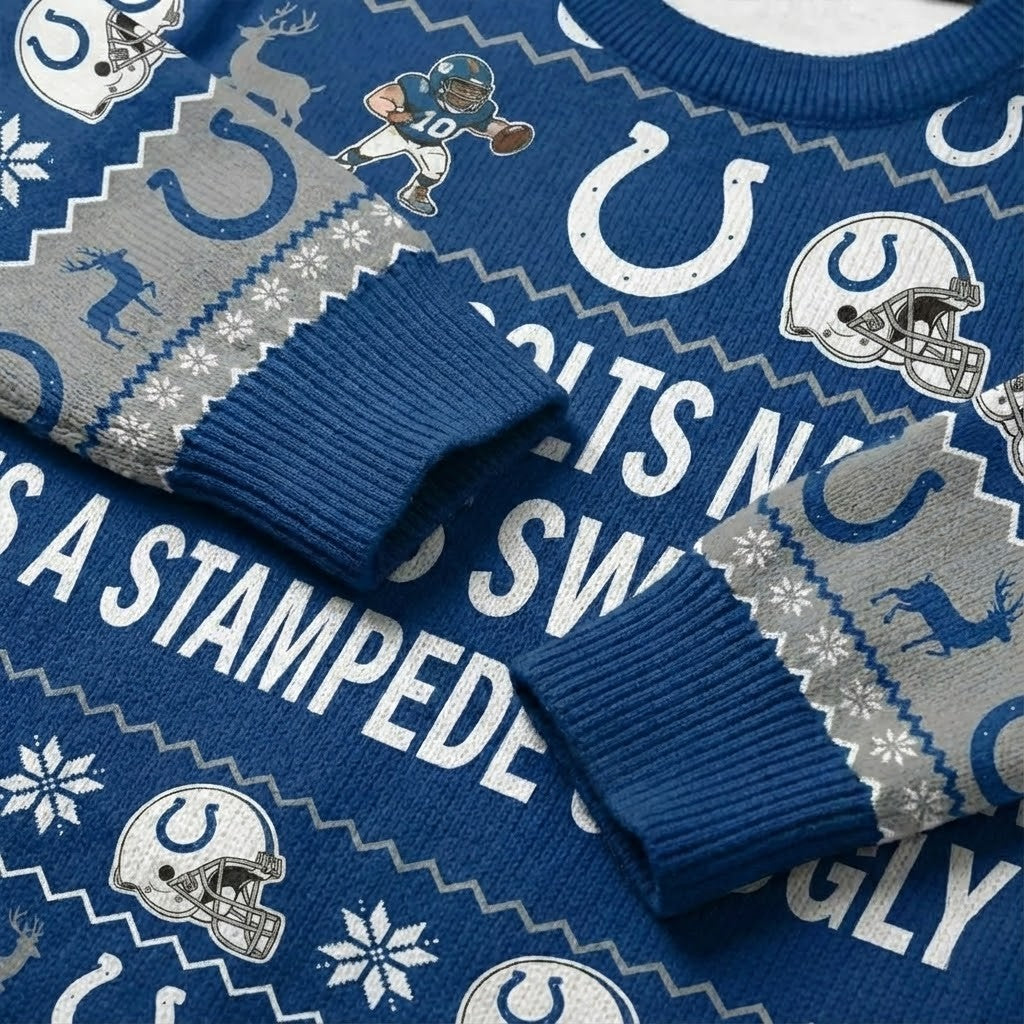 Personalized Indianapolis Colts Ugly Christmas Sweater – Custom Message Horseshoe Nation For Him Her