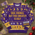Personalized Minnesota Vikings Ugly Christmas Sweater – DIY Text Skol Nation Purple Pride Sweatshirt