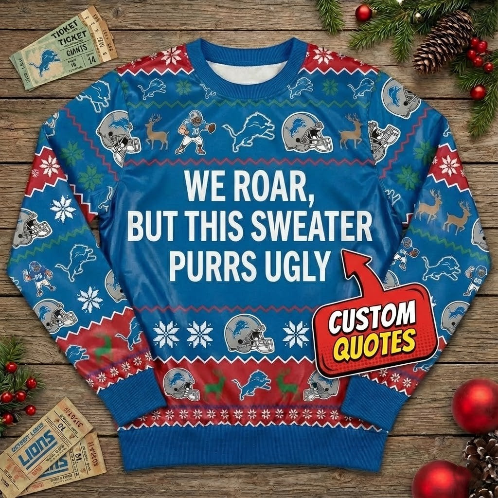 Personalized Detroit Lions Ugly Christmas Sweater – Funny Custom Quote One Pride Holiday Crewneck