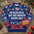 Personalized NY Giants Ugly Christmas Sweater – Big Blue Wrecking Crew Custom Holiday Jumper