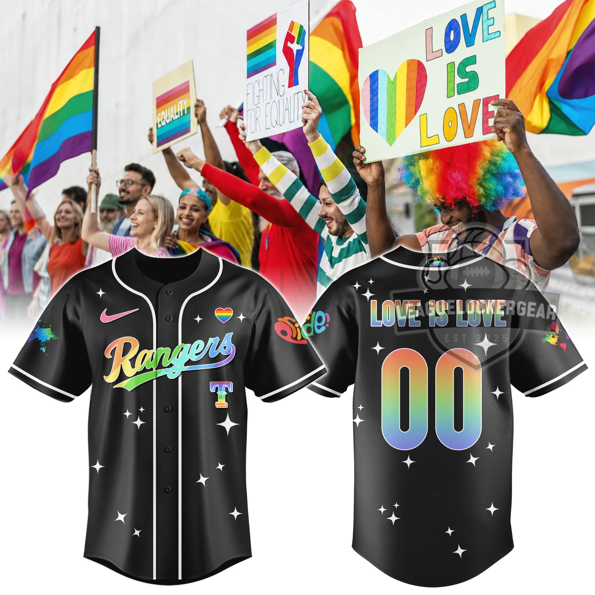 Texas Rangers Pride Celebration Baseball Jersey