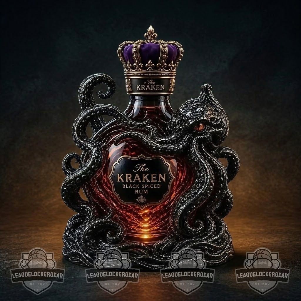 The Kraken Black Spiced Rum Octopus Crown Rum Bottle