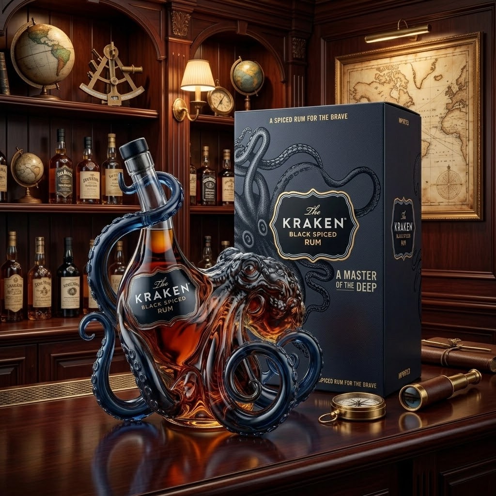 The Kraken Black Spiced Rum Octopus Shaped Bottle