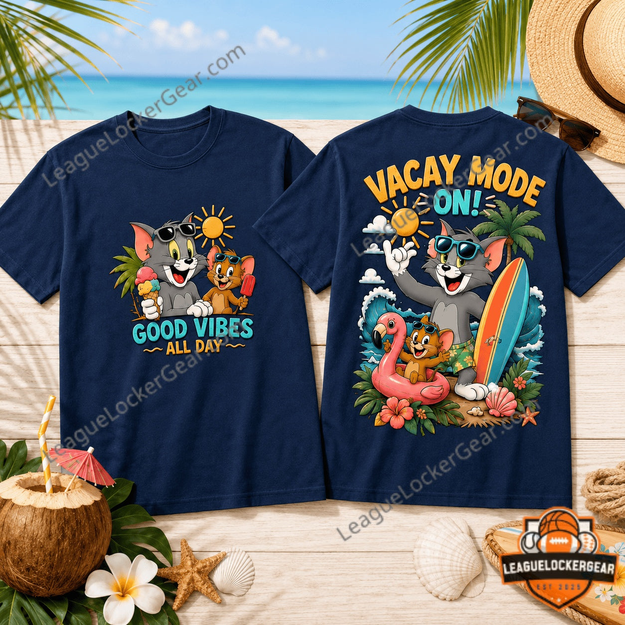 Tom and Jerry Summer Beach Vacation T-Shirt