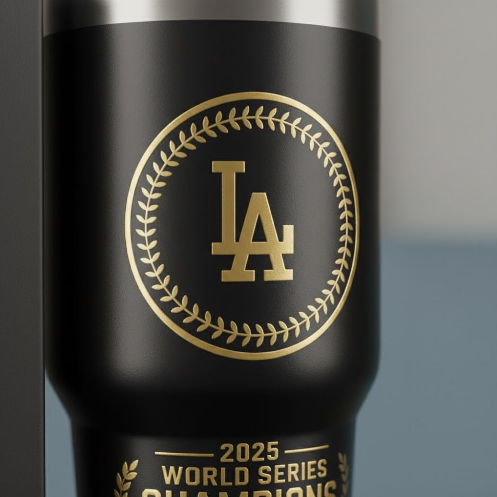 Los Angeles Dodgers 2025 World Series Champions Tumbler – Limited Edition Black & Gold Cup