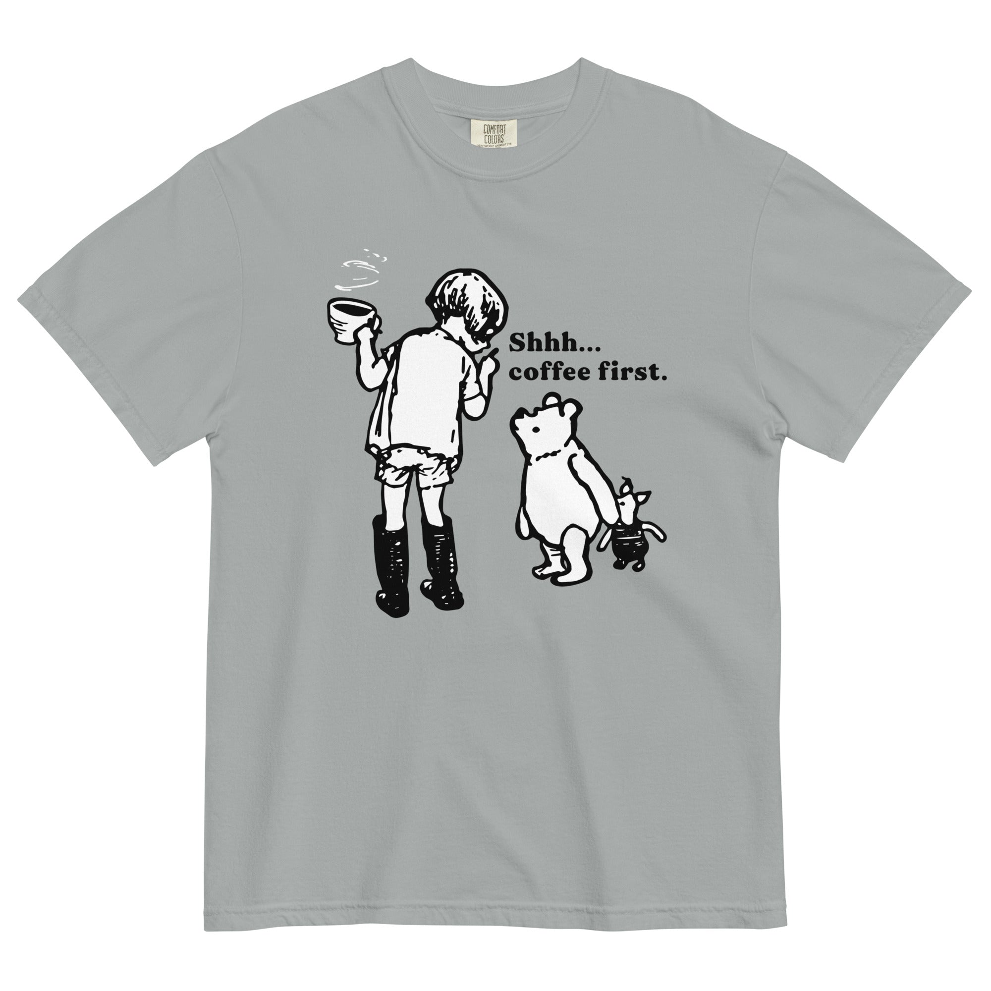 Shhh Coffee First Men's Relaxed Fit Tee