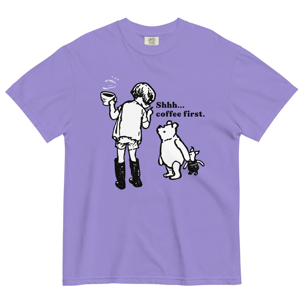 Shhh Coffee First Men's Relaxed Fit Tee