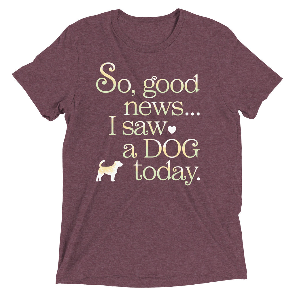 So Good News I Saw A Dog Today Men's Tri-Blend Tee