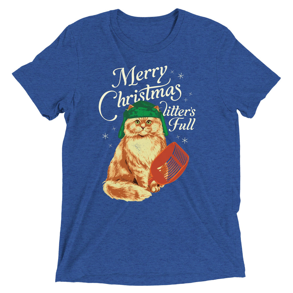 Merry Christmas Litter's Full Men's Tri-Blend Tee