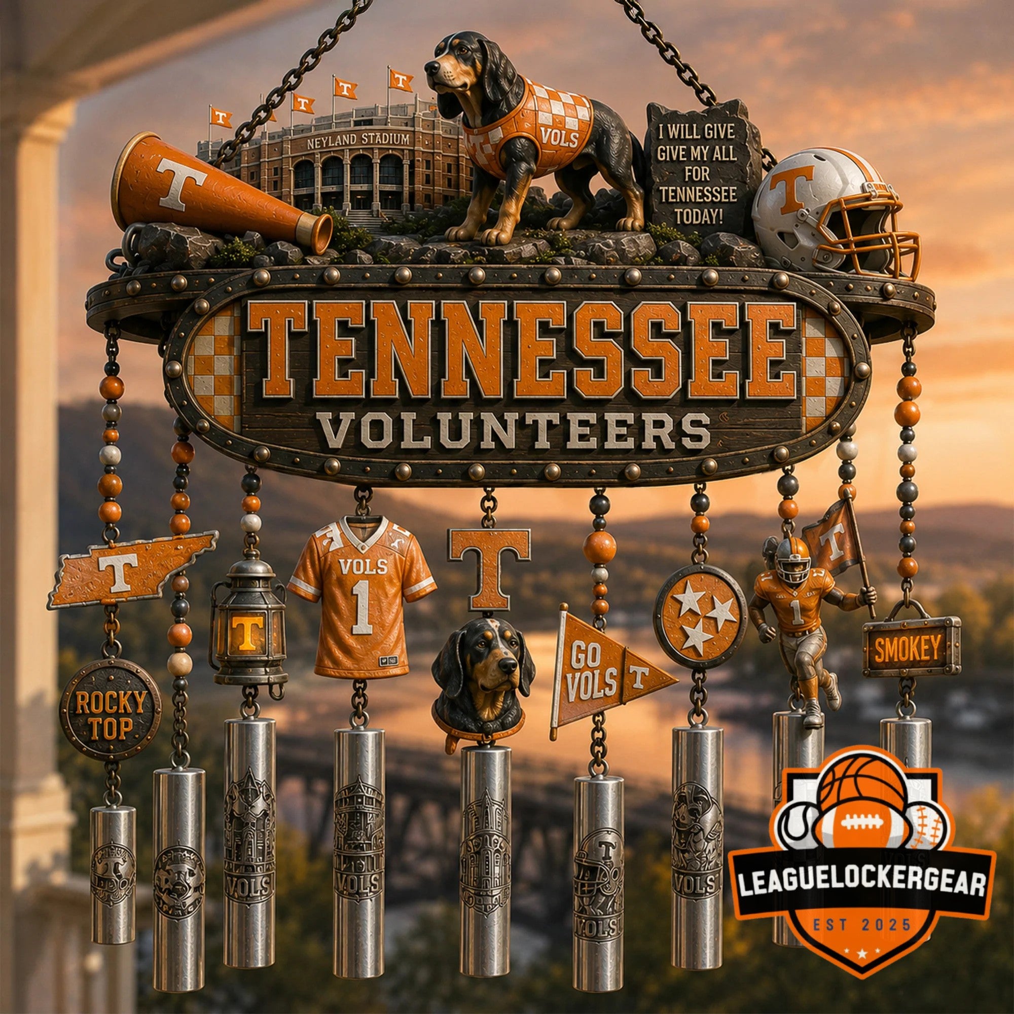 University of Tennessee Volunteers Iconic Elements Collection Wind Chimes