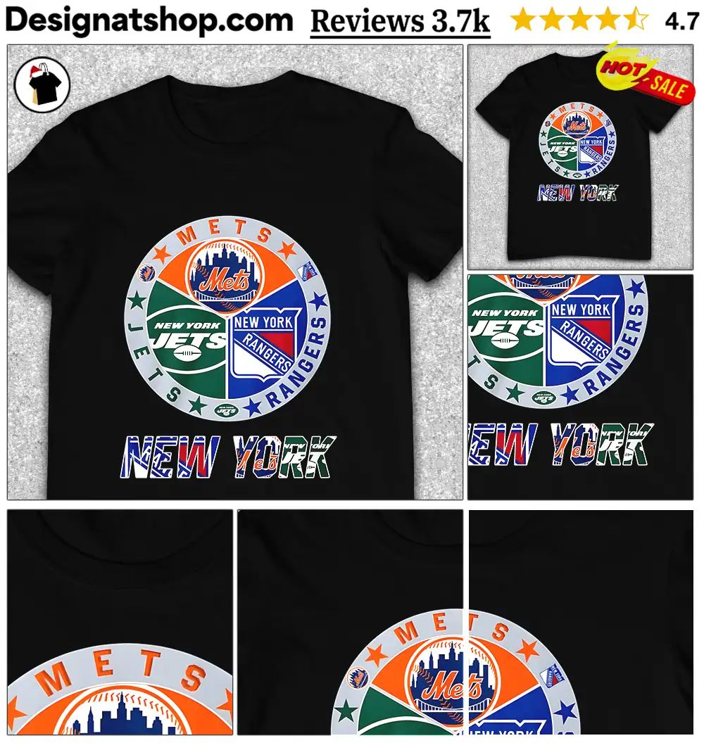 Mets Jets Rangers teams New York sports logo shirt