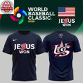 Team USA x Jesus won 2026 World Baseball Logo Two Sided Shirt