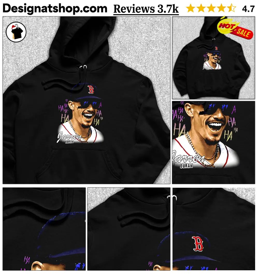 Jarren Duran Boston Red Sox baseball player laughing ha ha text shirt