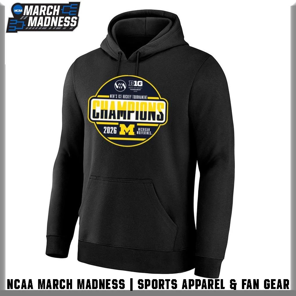 Michigan Wolverines 2026 Big Ten Men’s Ice Hockey Tournament Champions Locker Room T-Shirt