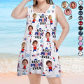 Custom Photo Stars & Stripes Best Mom Grandma Ever - Personalized Sleeveless Tank Dress