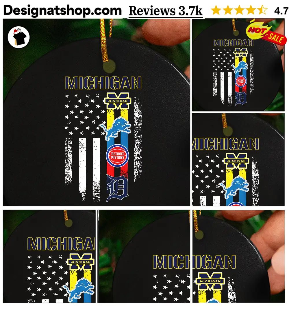 Michigan Wolverines Lions Pistons Tigers sports teams flag shirt