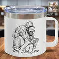 Custom Photo Bold Sketch Best Dad Grandpa Ever Family Portrait - Personalized 14oz Stainless Steel Tumbler With Handle