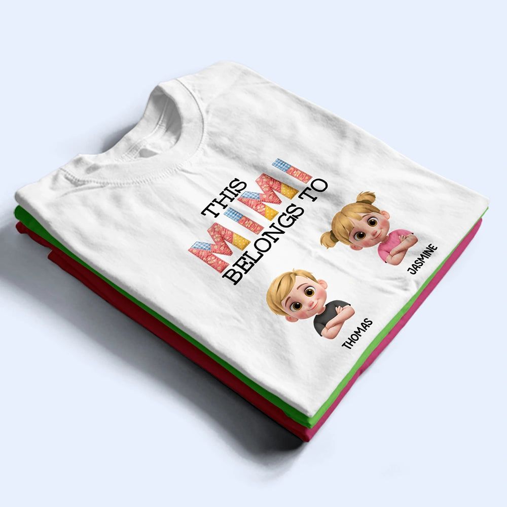 This Grandma Belongs To Kids Faux Patchwork - Personalized T Shirt