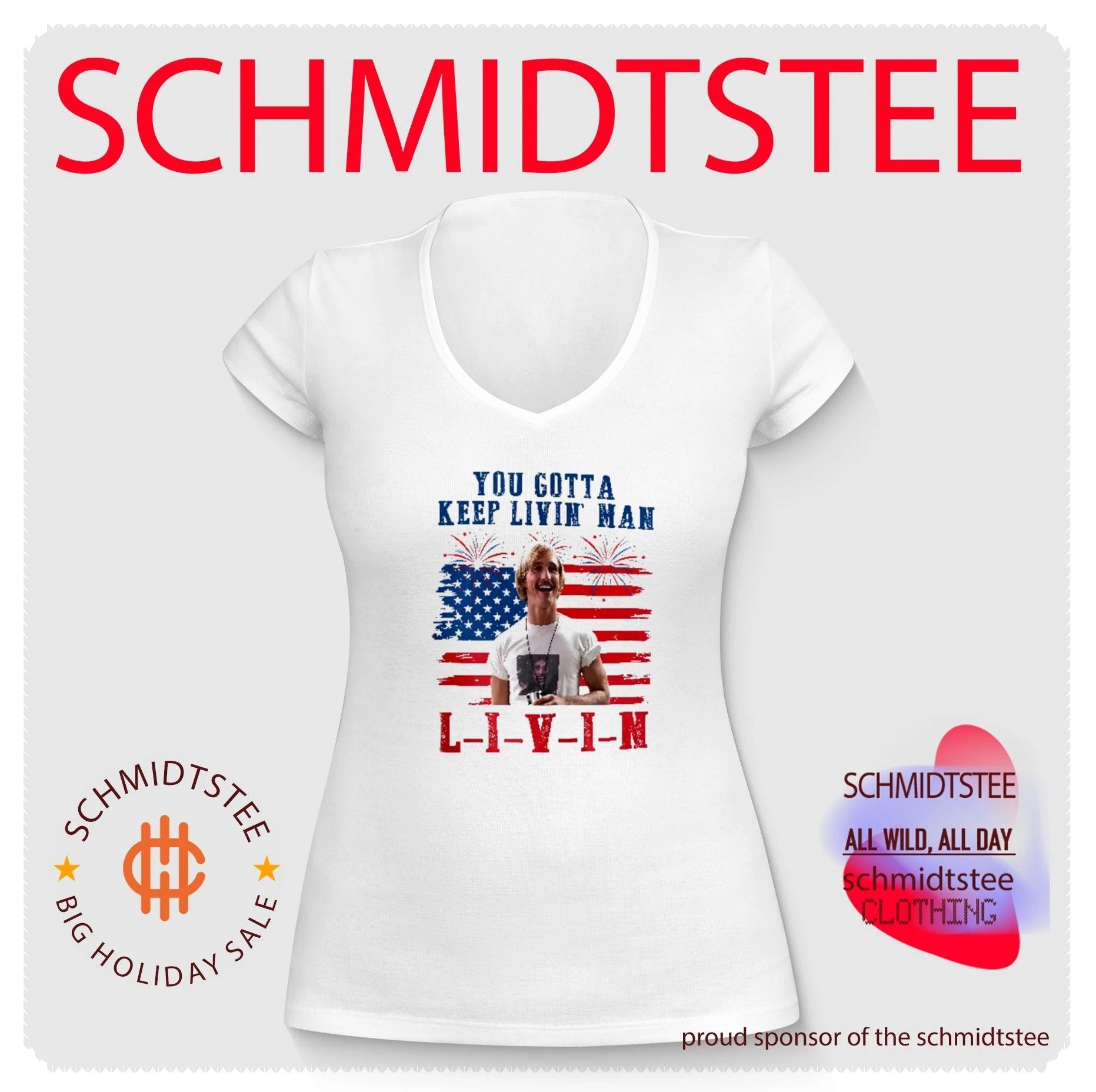 David Wooderson You Gotta Keep Livin Man Red White And Livin 4th Of July shirt