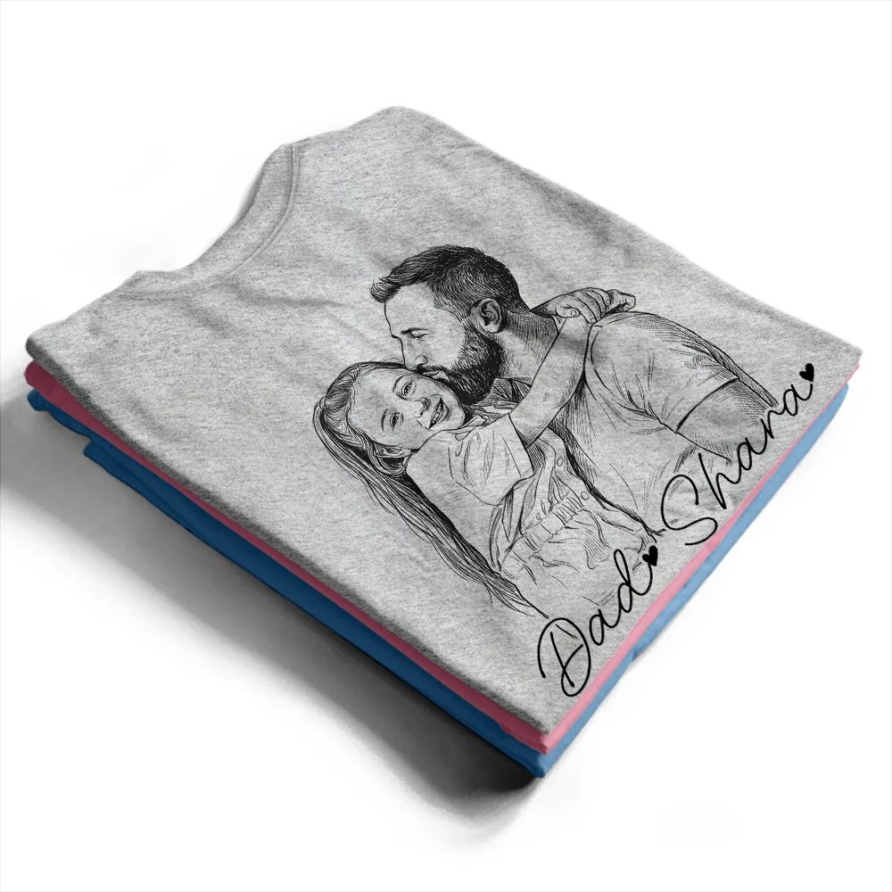 Custom Photo Pencil Sketch Best Dad Grandpa Ever - Personalized T Shirt