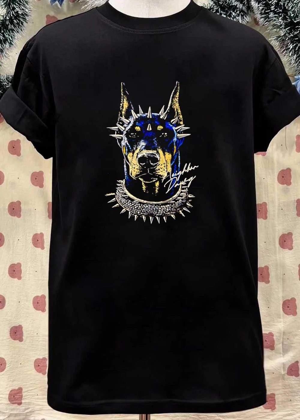 Neighbor Dawg Doberman Pinscher Spiked Collar Graphic T-Shirt