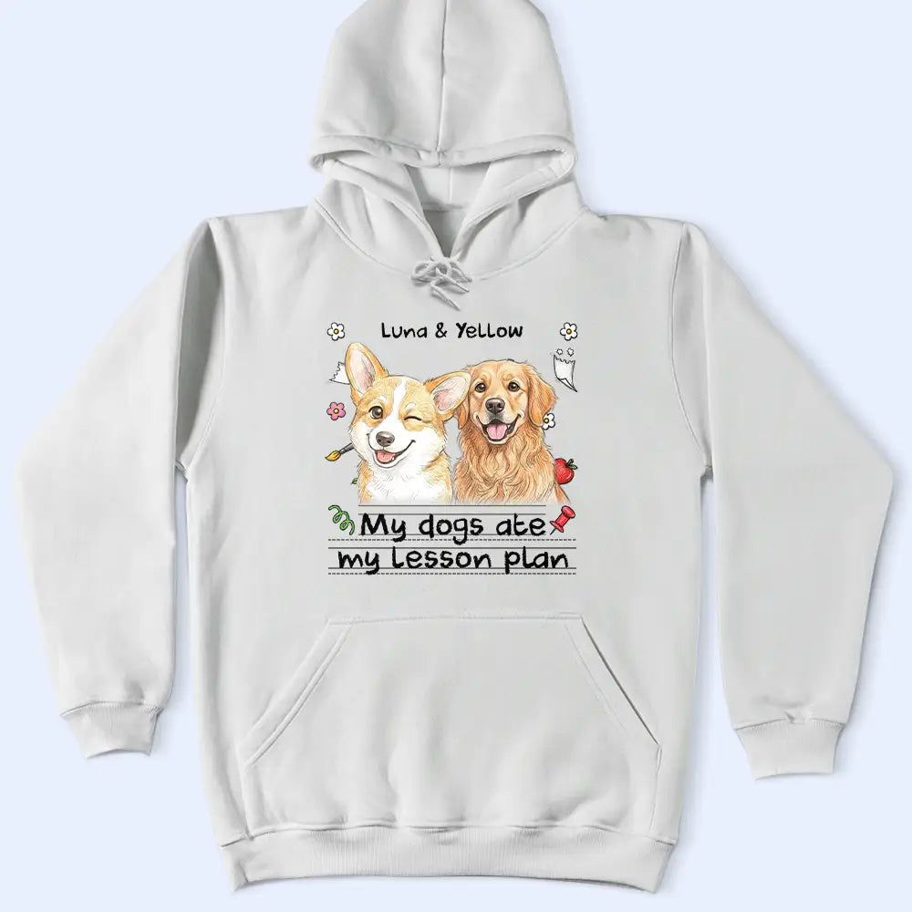 Custom Photo Colored Pencil Sketch My Dog Ate My Lesson Plan - Personalized T Shirt