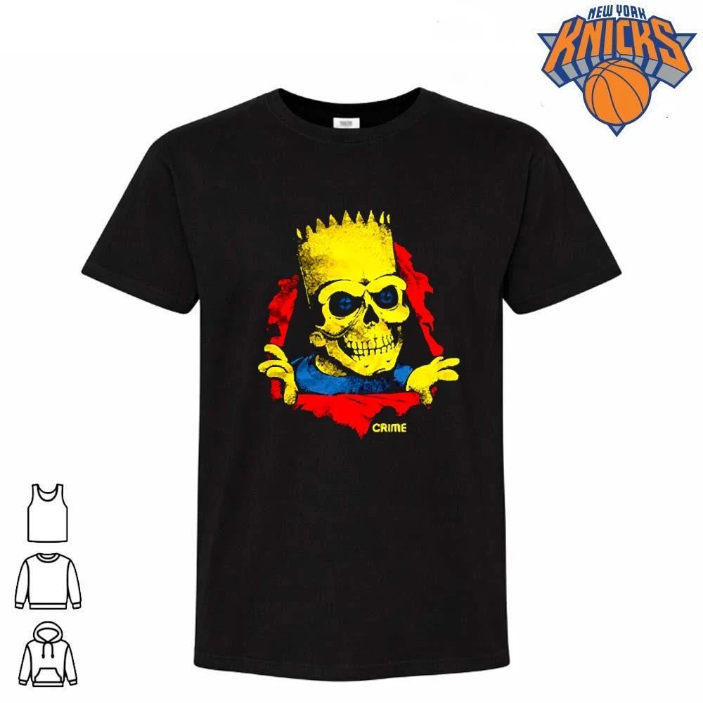 Bart Simpson Skeleton Skull Crime Streetwear Bootleg Graphic Shirt