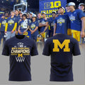 Michigan Wolverines B10 MBB Champions Navy Logo Two-Sided Graphic T-Shirt