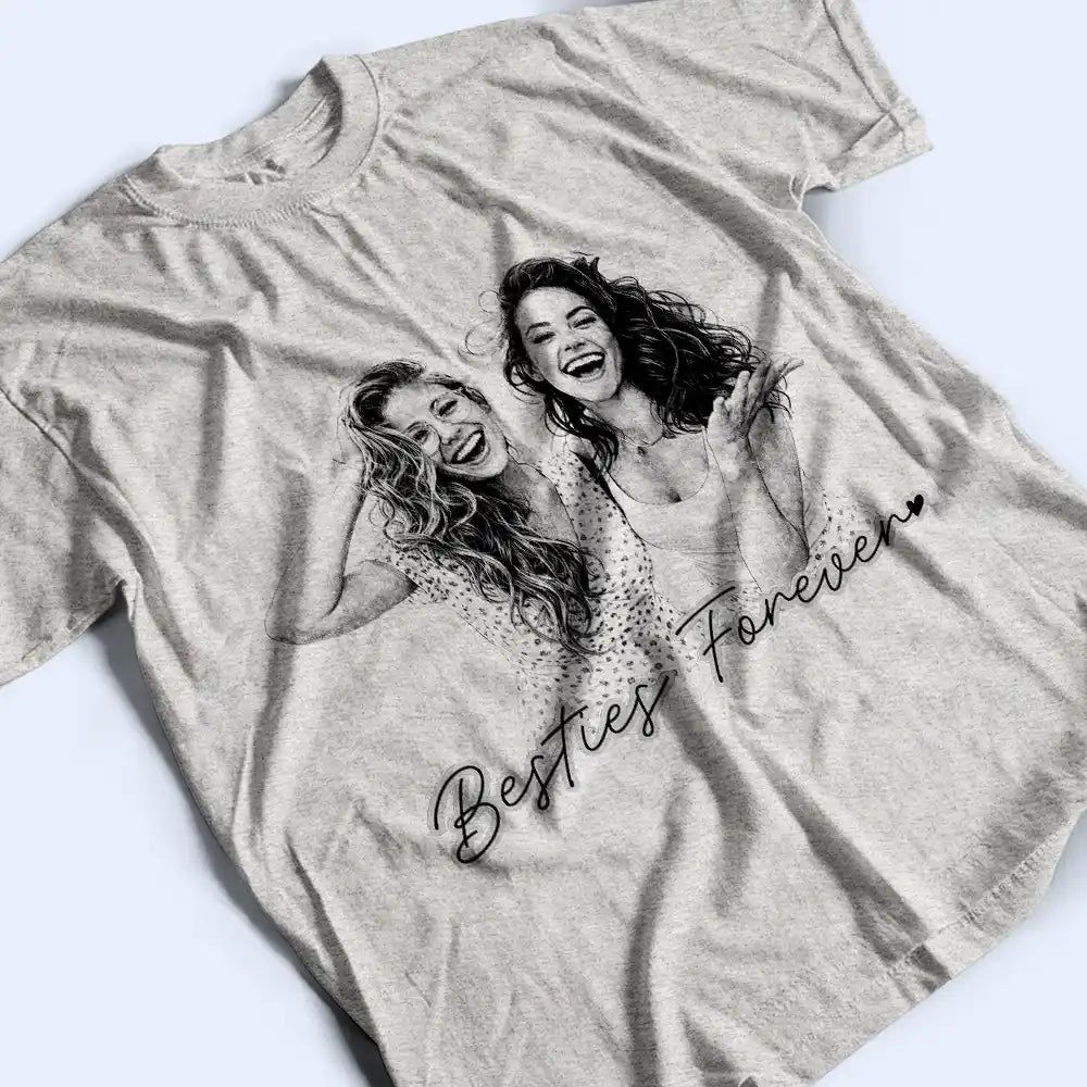 Custom Photo Pencil Sketch Family Besties Dog Cat Portrait - Personalized T Shirt