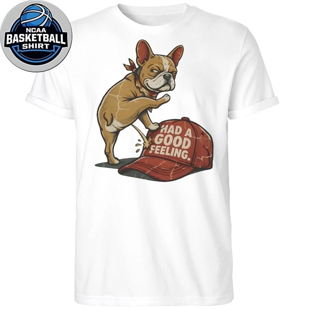 Anti-Trump French Bulldog Peeing on Red Hat Had a Good Feeling Charlie Kirk Meme T-Shirt