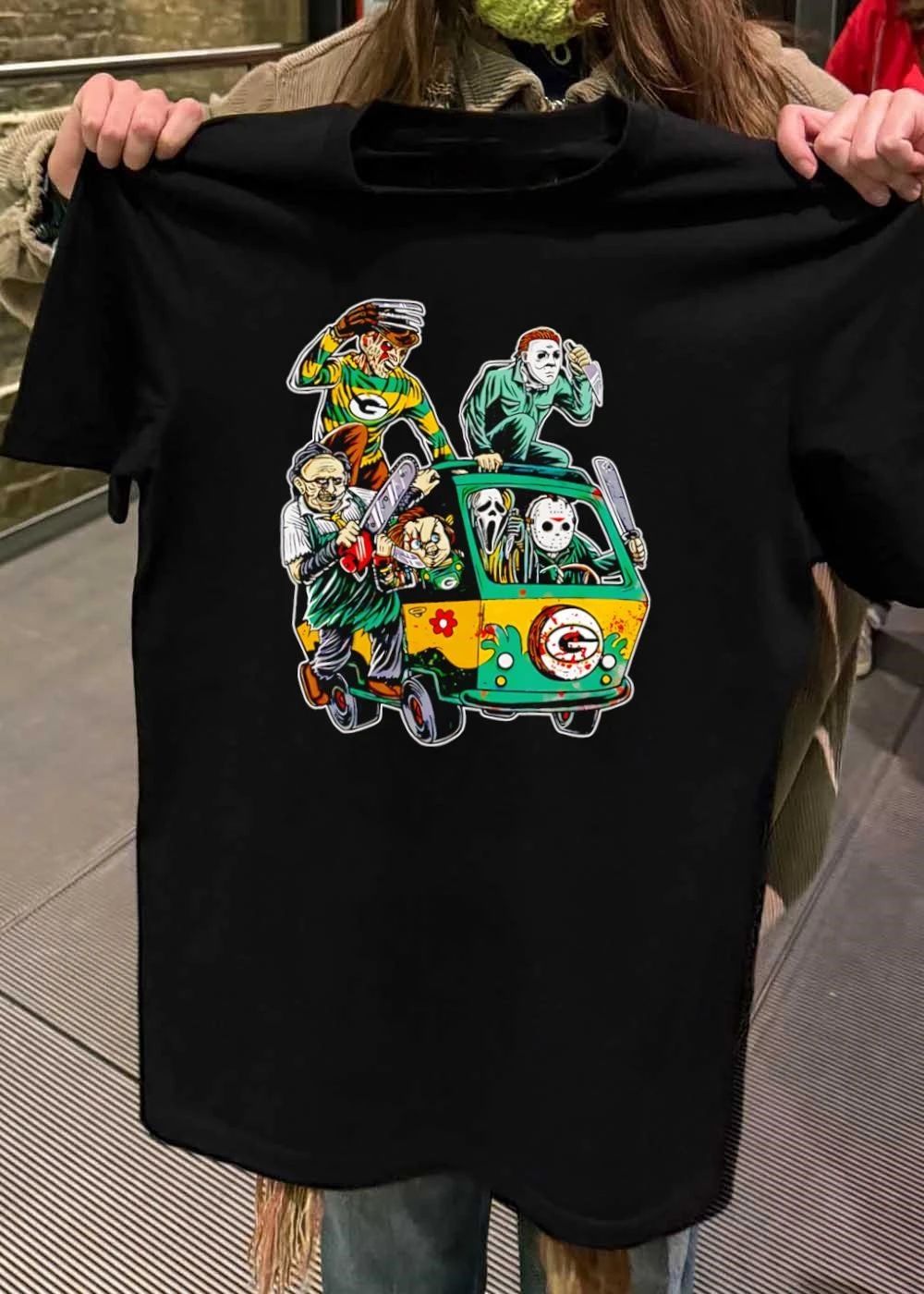 Horror Villains Riding the Mystery Machine Green Bay Packers shirt