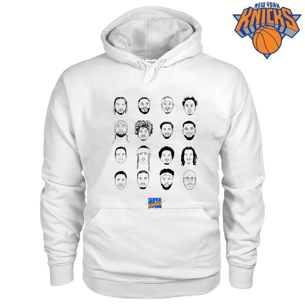 Super Knicks All Players Cartoon Caricature Line Art Graphic Print Shirt