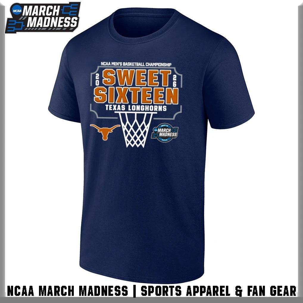 Texas Longhorns 2026 NCAA Men’s Basketball Tournament March Madness Sweet Sixteen T-Shirt