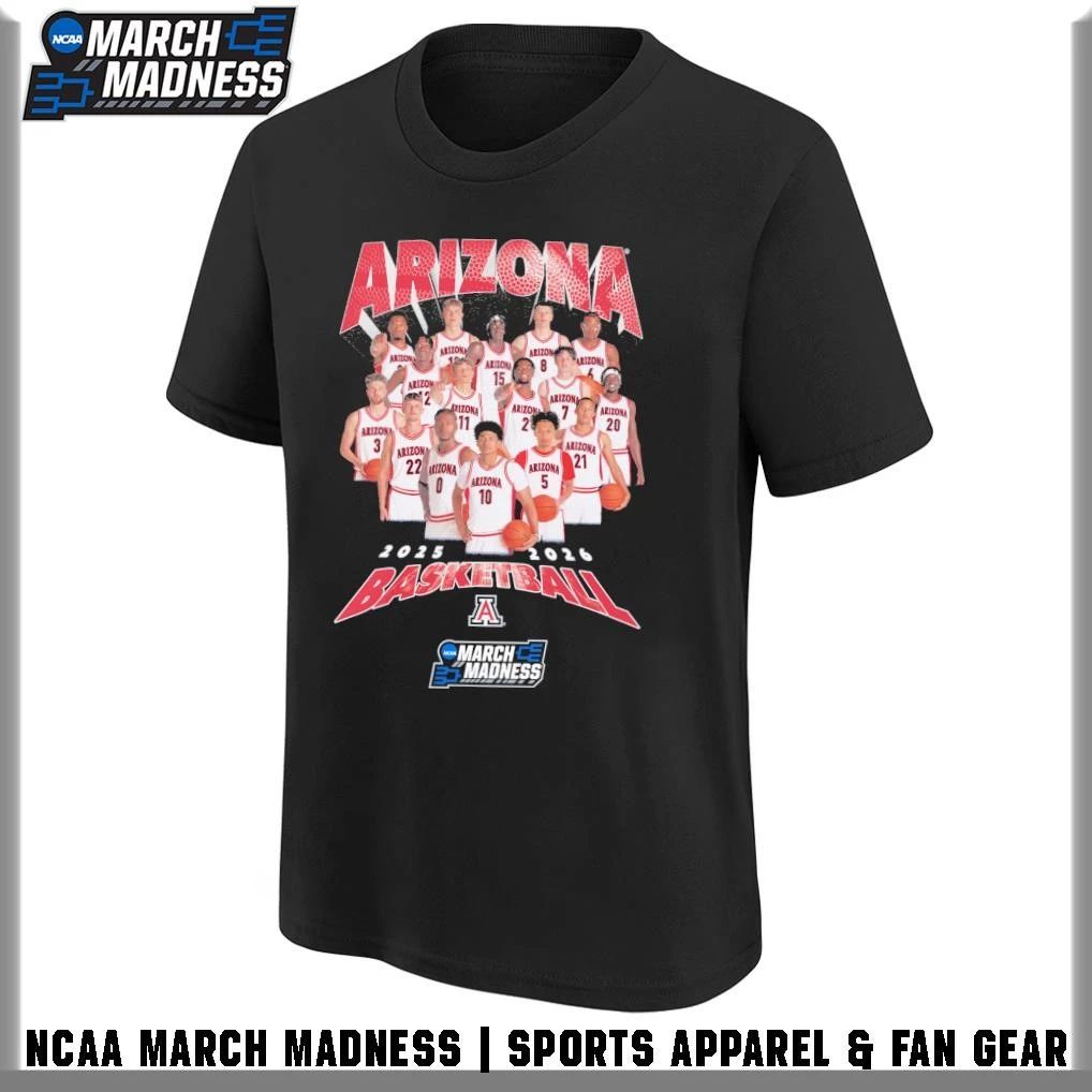 Arizona Wildcats Men’s Basketball Team 2025-26 March Madness T-Shirt