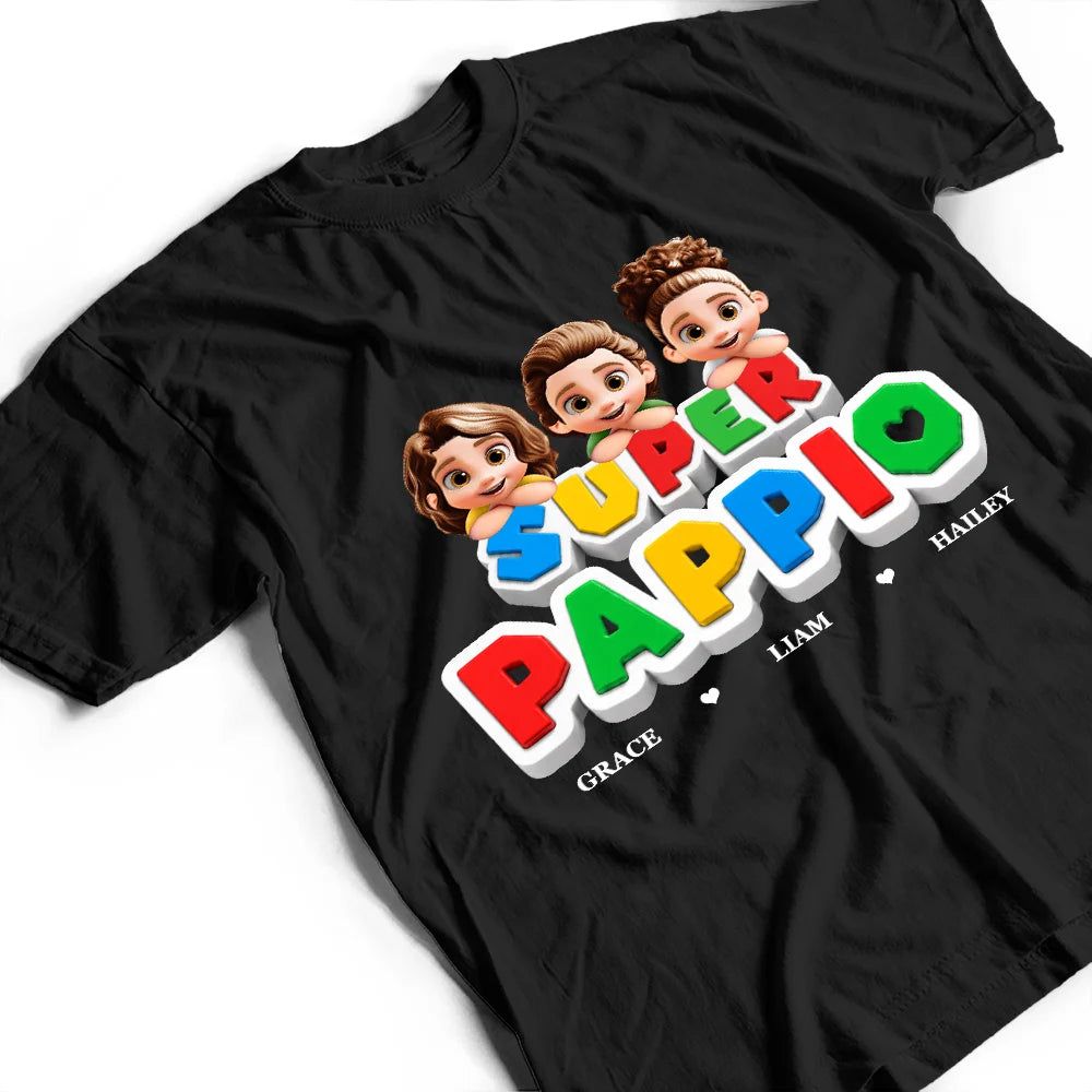 Super Dad Papa Arcade Retro 3D Effect - Personalized T Shirt