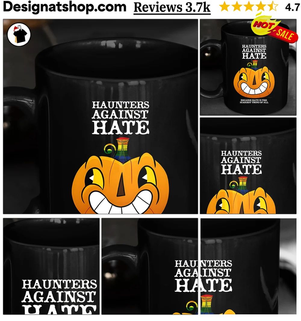 Pumpkin Halloween character Haunters against Hate because hate is the scariest shirt