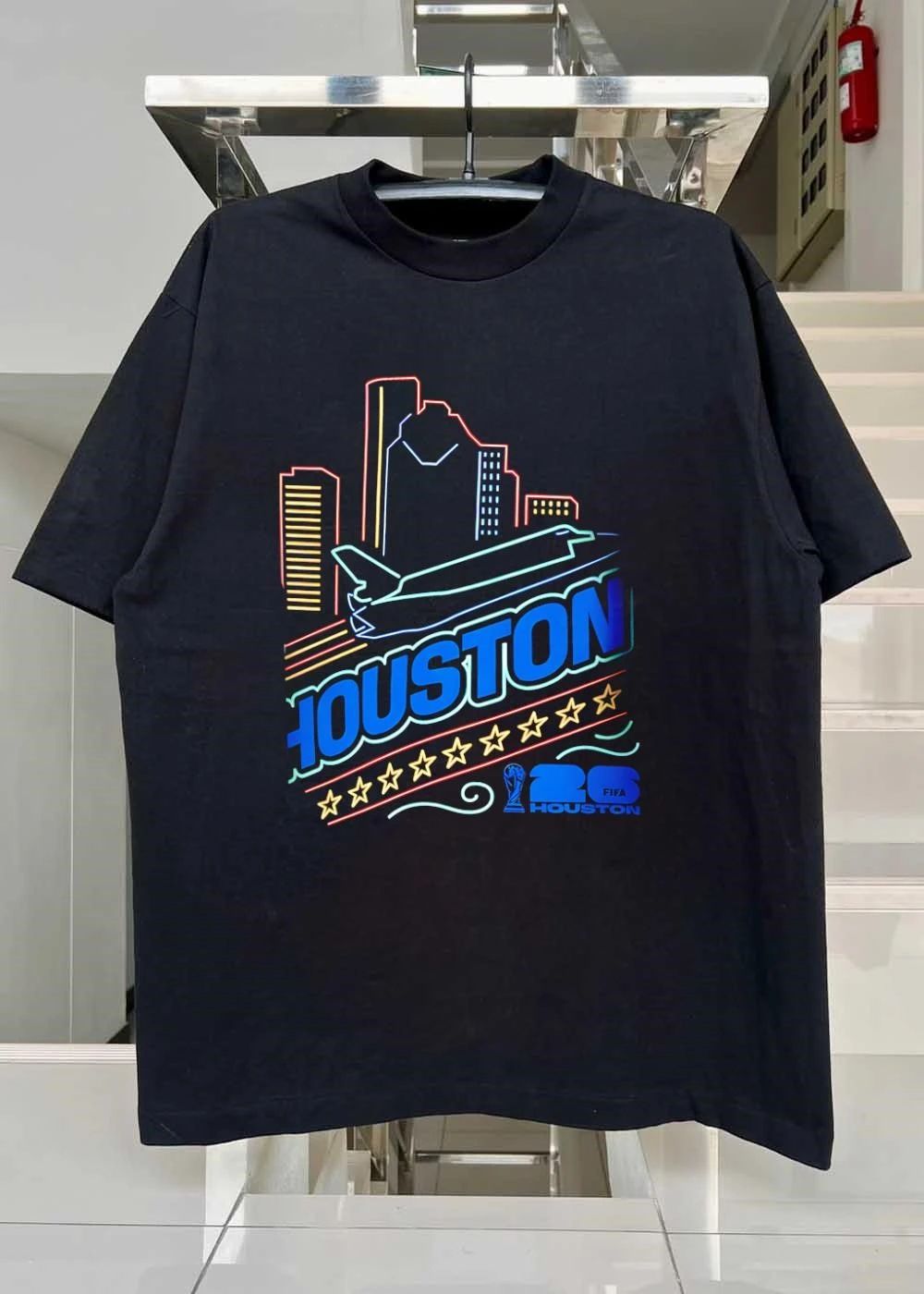 Houston Skyline Space Shuttle Neon Style FIFA 26 World Cup Houston shirt