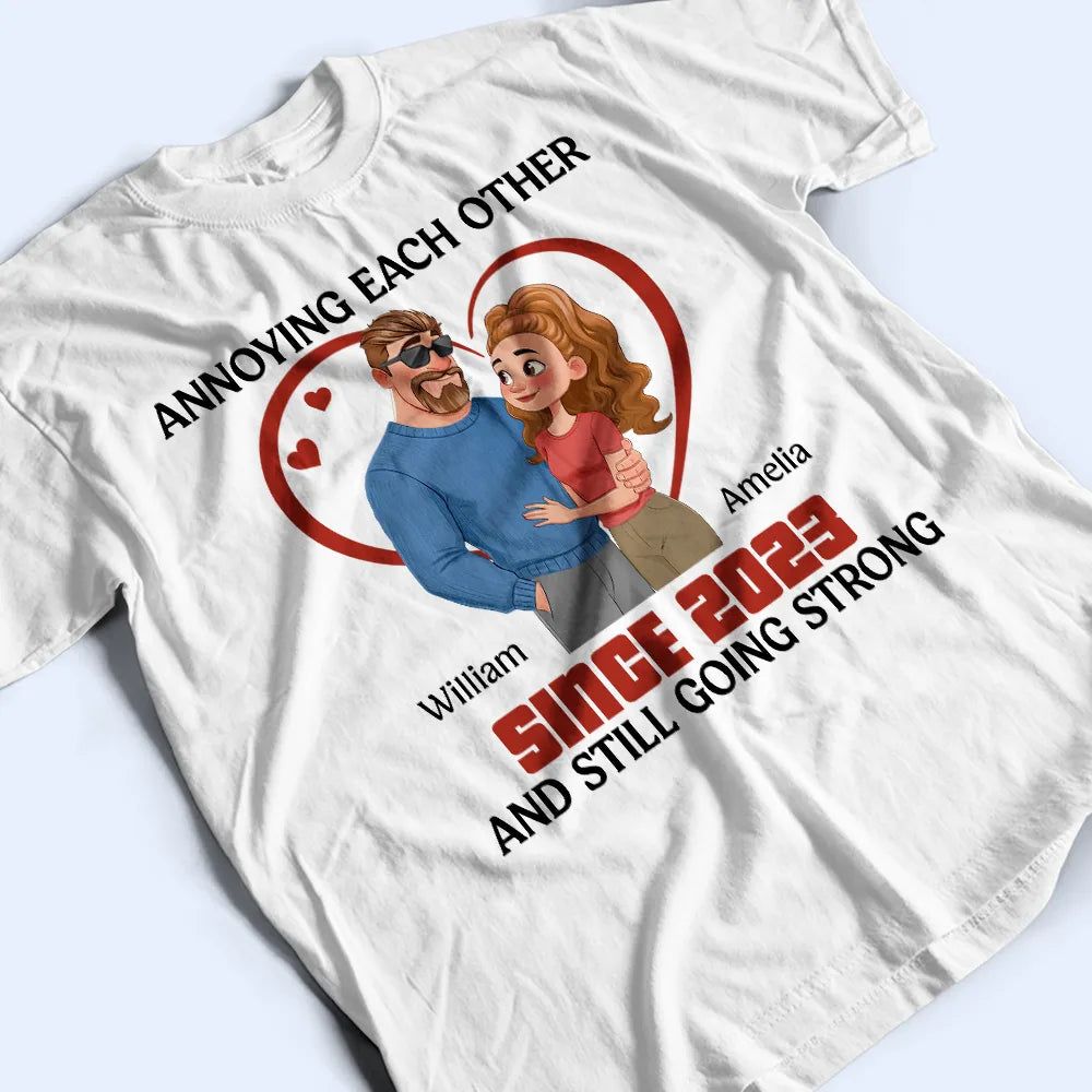 Annoying Each Other Hugging Couple - Personalized T Shirt