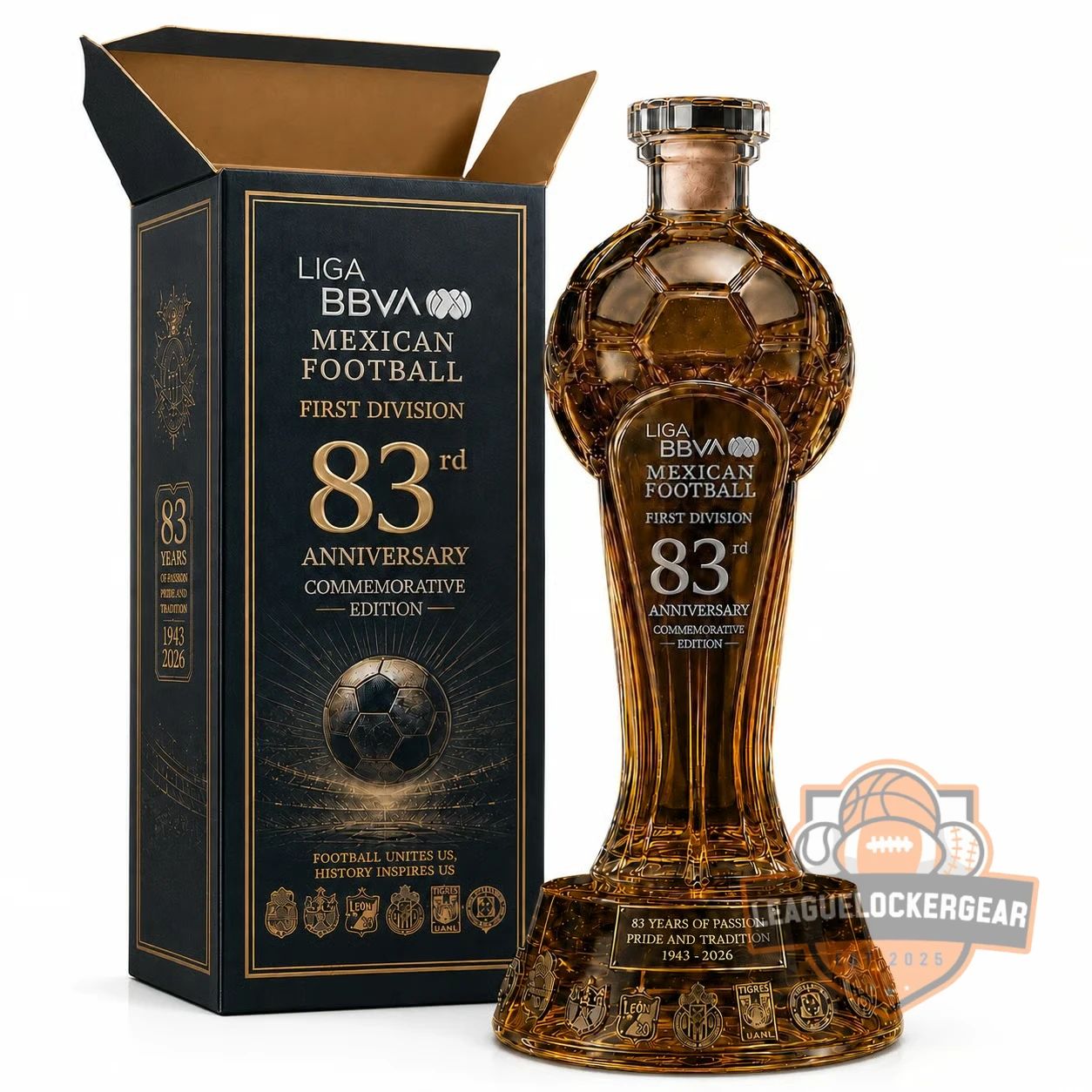 Liga MX 83rd Anniversary Trophy Whiskey Bottle