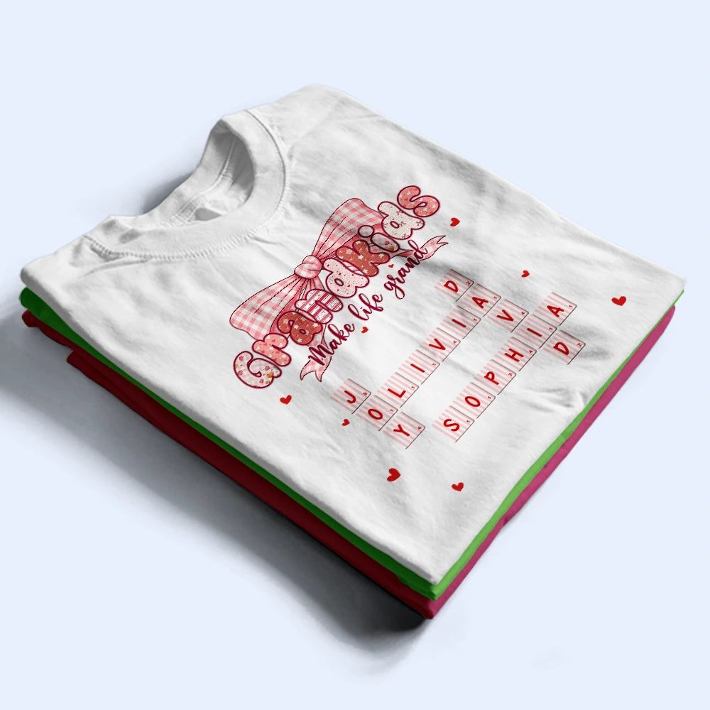 Crossword Grandkids Make Life Grand Preppy Coquette - Personalized T Shirt