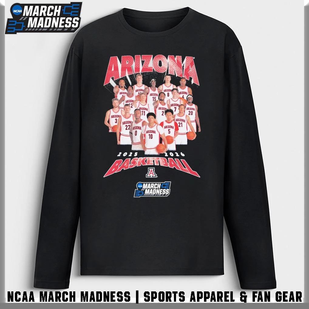 Arizona Wildcats Men’s Basketball Team 2025-26 March Madness T-Shirt