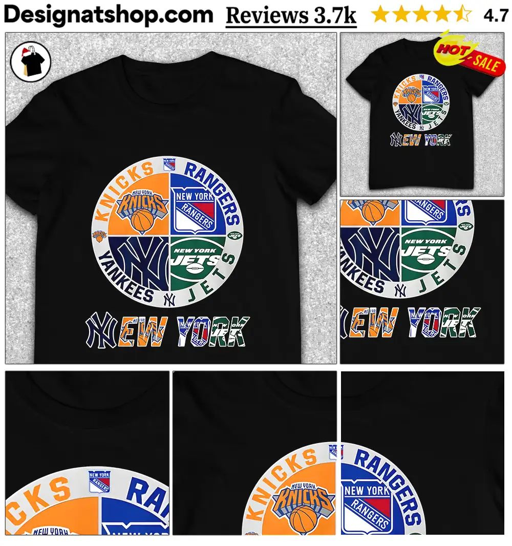 Knicks Rangers Yankees Jets New York team logo sports shirt