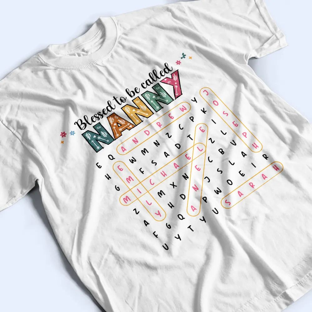 Word Search Puzzle Blessed To Be Called Grandma Nana - Personalized T Shirt
