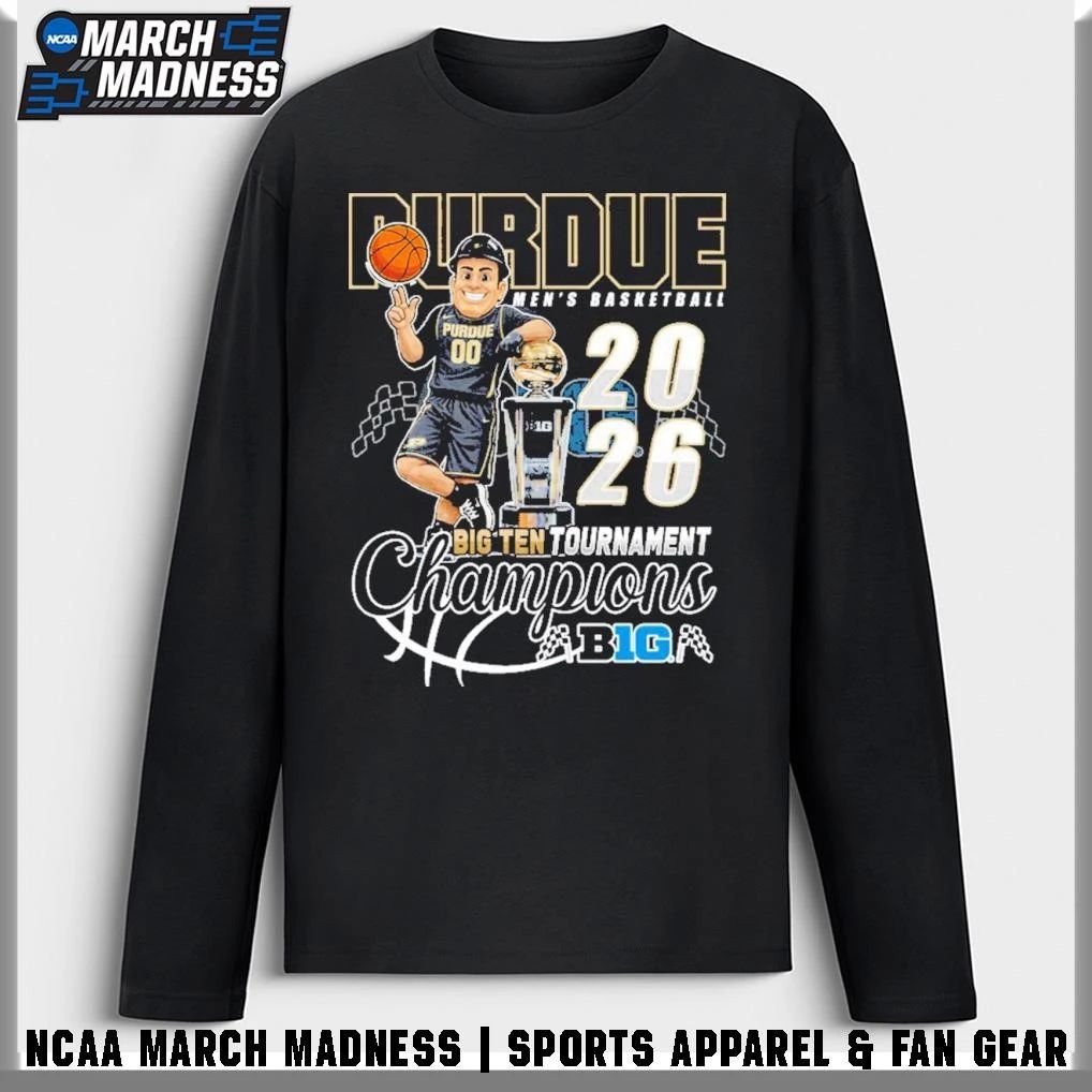 Purdue Boilermakers 2026 Big Ten Men’s Basketball Tournament Champions Mascot Trophy T-Shirt