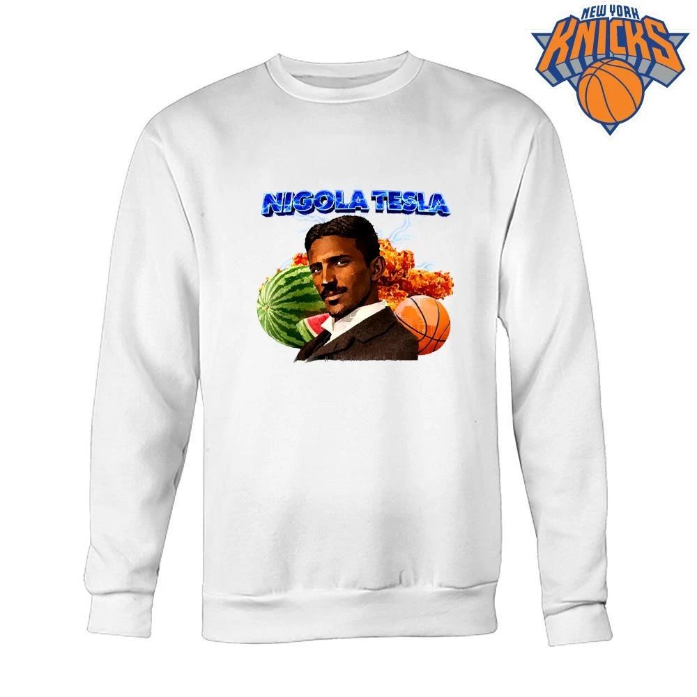 Nigola Tesla Meme Watermelon Fried Chicken Basketball Lightning Graphic shirt
