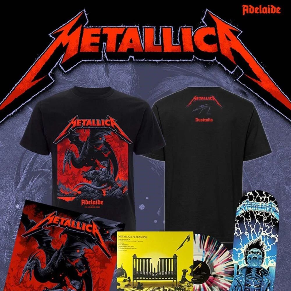 Metallica M72 Adelaide Australia Pop Up Shop Exclusive Tee By Ken Taylor At Adelaide Oval On November 5 2025 Pterosaur Art T-Shirt
